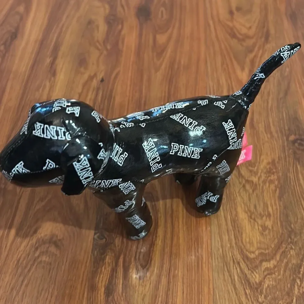 PINK Victoria’s Secret y2k 1986 black patent leather dog stuffed animal